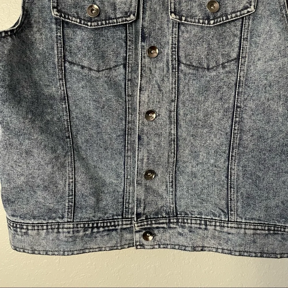 Carbon vintage look acid wash distressed denim vest M - Picture 4 of 9